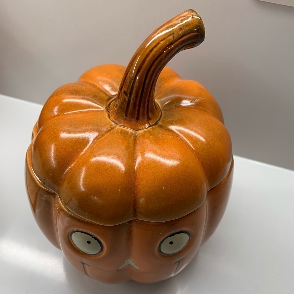 Yankee Candle Pumpkin Jack O' Lantern "Boney" Thanksgiving Harvest Candy Jar - Picture 2 of 5